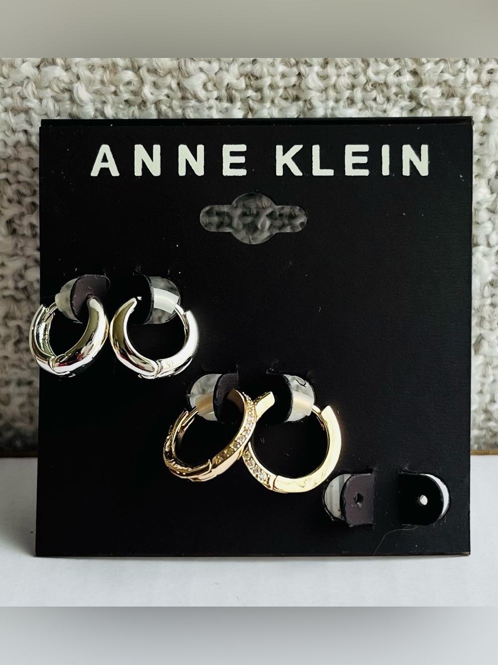 Anne Klein Gold and Silver Hoop Earring Duo